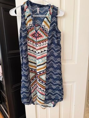Xhilaration Navy Geometric Aztec Print Sleeveless Dress